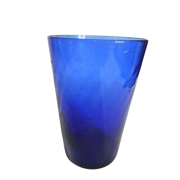 Handmade Other - Vintage Handblown Rib Optic Cobalt Blue Glass or Vase Estate Find